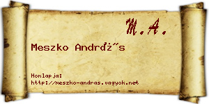 Meszko András névjegykártya